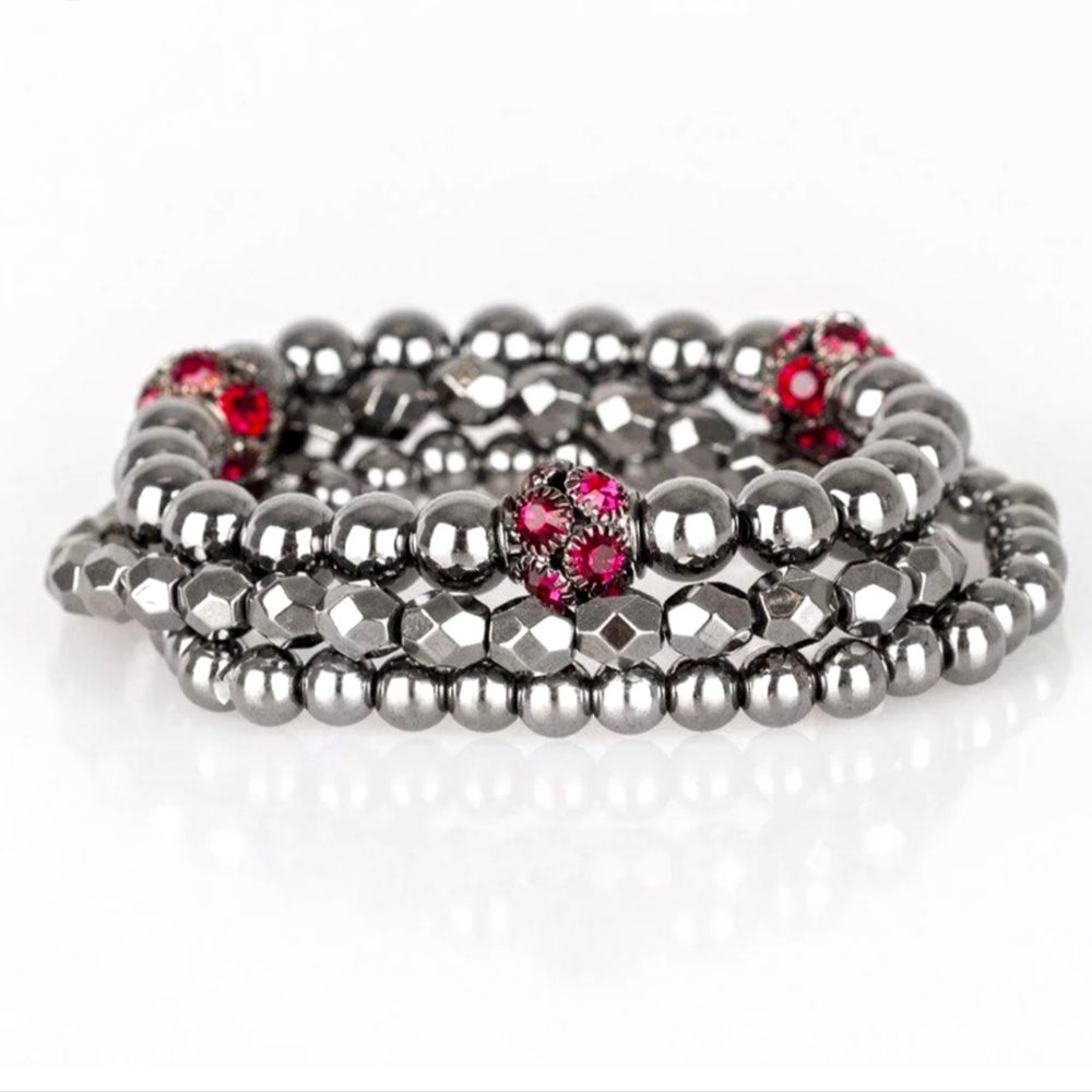 Paparazzi ~ Noticeably Noir - Black/Pink Bracelets